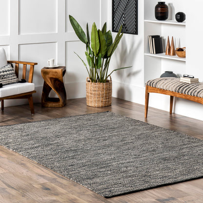 Nuloom Alessi Hand Woven, Grey, 11'6" x 14'6", Solid, Cotton, Soft and Gentle, High Traffic, Stain Resistant, Easy Clean, Durable Area Rug for Bedroom, Living Room, Dining Space, Den, Foyer, Entryway