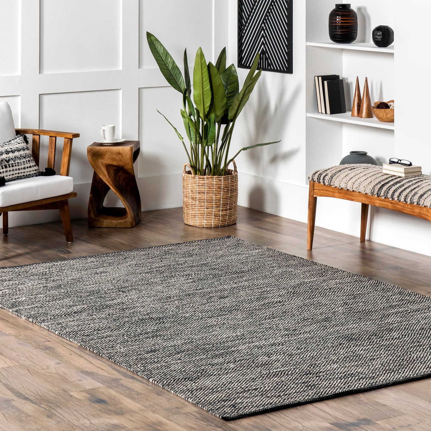 nuLOOM Alessi Solid Farmhouse Cotton Area Rug, 3x5, Grey