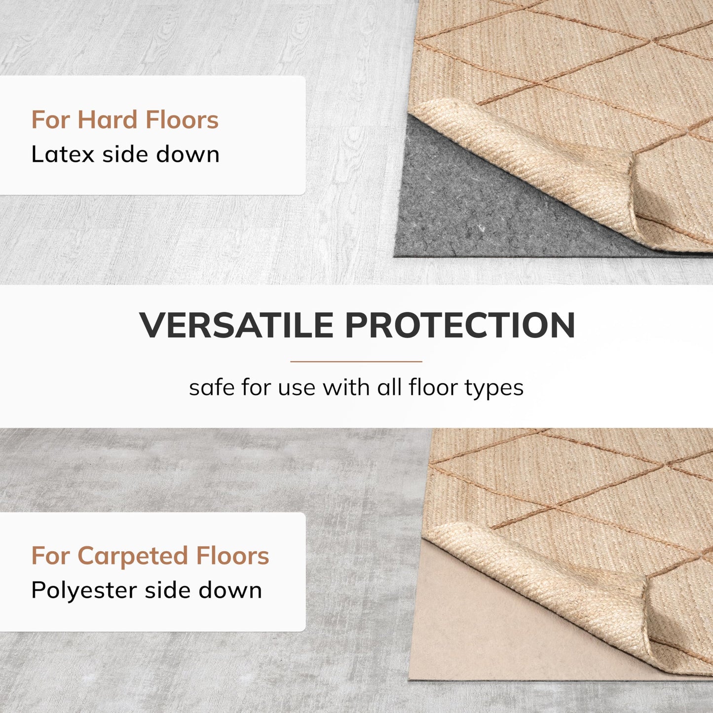 Anji Mountain Non Slip Rug Pad Gripper for Area Rugs-Rug Gripper Pad Keeps Rugs Safe in Place Cushioning Under Rug Floor Protector for Hardwood & Tile Floors-Anti Skid Under Carpet Mat - 5' x 8'