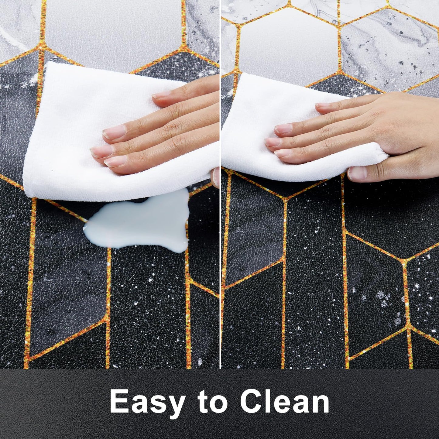 Likiyol Kitchen Rugs Set of 3 Marble Kitchen Mats for Floor Anti Fatigue Mats for Kitchen Floor, Black Grey Ombre Kitchen Rugs Non Slip Washable Kitchen Floor Mat, 18'' x 30''+18'' x 48''+18'' x 60''