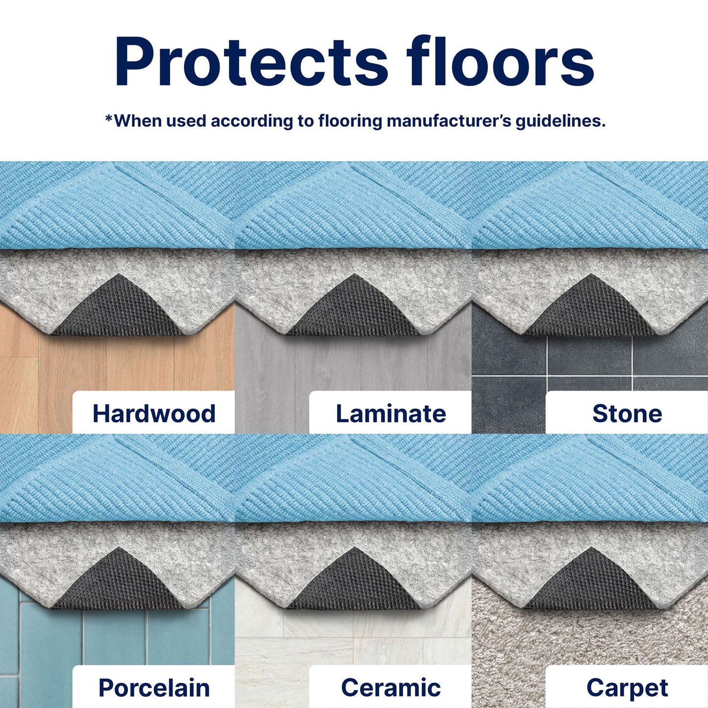 RUGPADUSA - Dual Surface - 8'x10' - 1/4" Thick - Felt + Rubber - Non-Slip Backing Rug Pad - Safe for All Floors
