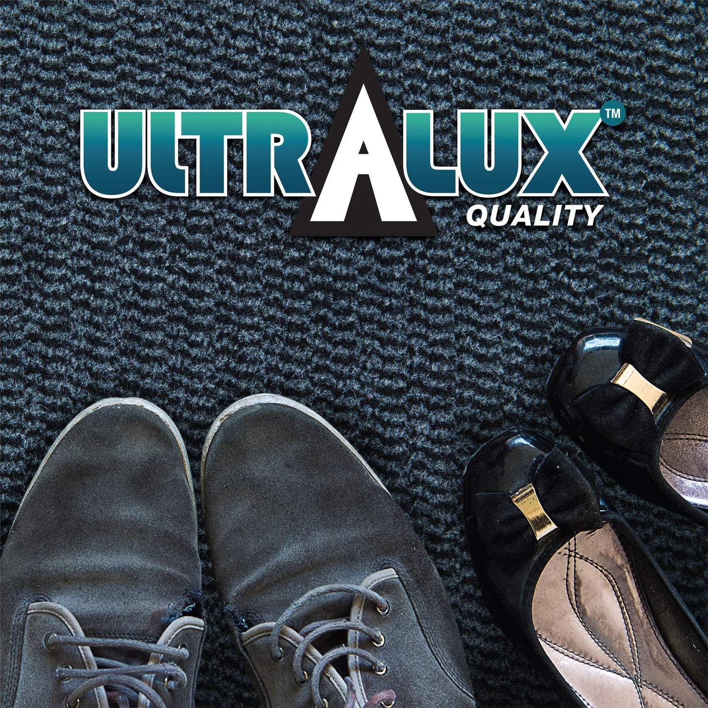 Ultralux Large Indoor Door Mat 35" x 59" Non-Slip Vinyl Backed Entry Doormat, Gray Absorbent Dirt Trapper Entrance Mat, Front and Back Door Mat, Inside Entry Mat