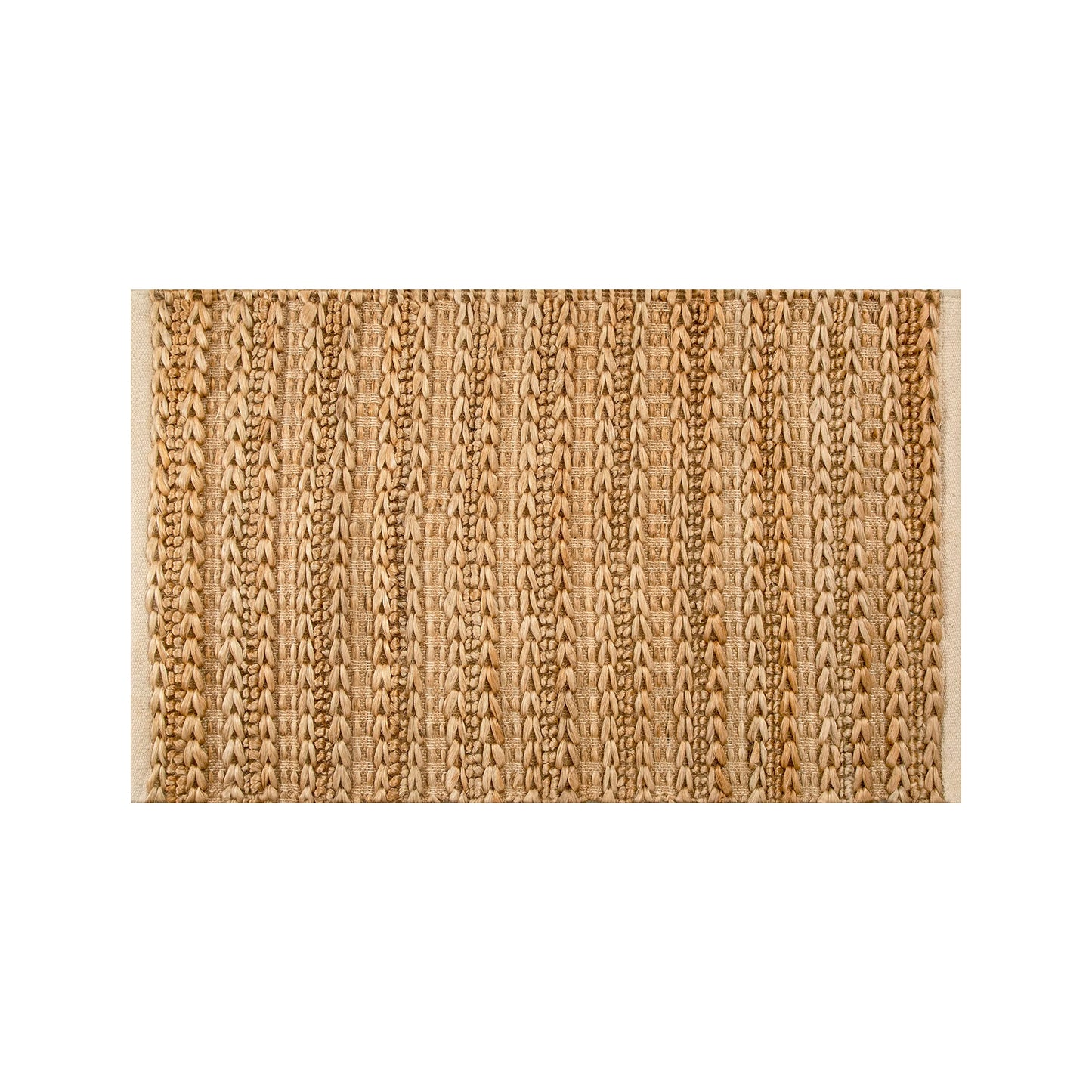 Jute Patsan Hand Woven Area Rug 2x3 Feet — Natural Twisted Stripe Design | Soft Accent Floor Rug for Entryway, Kitchen, Bedroom, Nursery | Small Rustic Boho Beige Mat | Eco-Friendly Natural Fiber