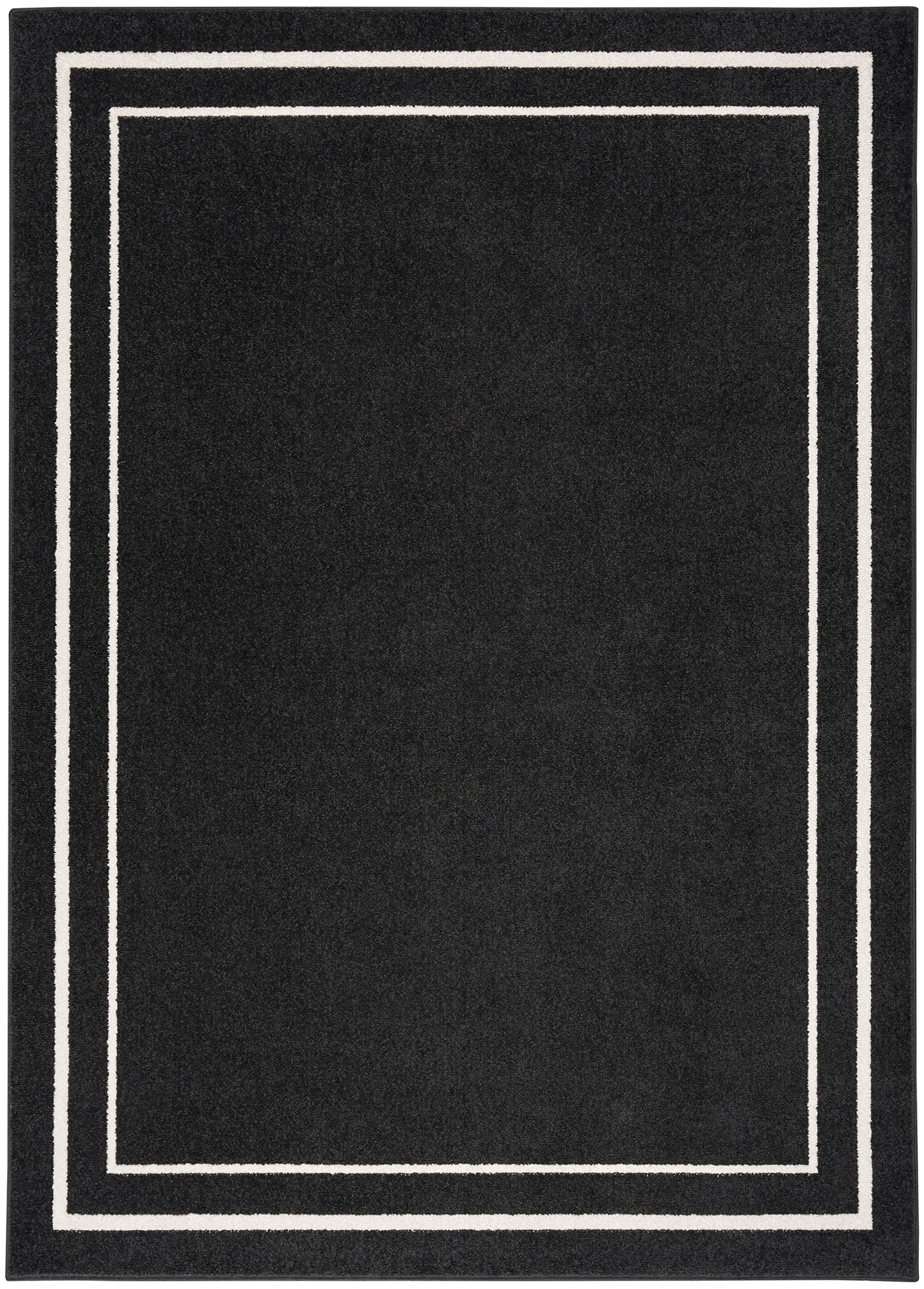 Nourison Home Nourison Essentials Black Ivory 5' x 7' Area Rug - Easy Clean, Non Shedding, Bed Room, Living Room, Dining Room, Kitchen (5' x 7')