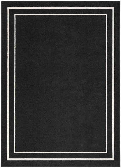 Nourison Home Nourison Essentials Black Ivory 5' x 7' Area Rug - Easy Clean, Non Shedding, Bed Room, Living Room, Dining Room, Kitchen (5' x 7')