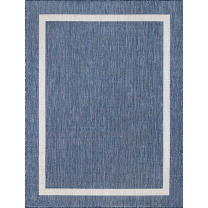 Luul Home Bordered Outdoor Rug 6x9 Washable Outside Carpet for Indoor Patio Porch Waterproof Easy Cleaning Non Shedding Area Rugs Blue 6 x 9