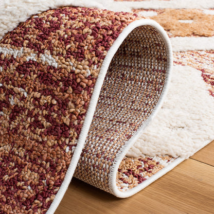 SAFAVIEH Area Rug 8x10 - Moroccan Tassel Shag Collection - Large - Rust & Ivory, Boho Design, Non-Shedding & Easy Cleaning, Plush Pile, Ideal for Living Room, Bedroom, Dining Space (MTS664P)