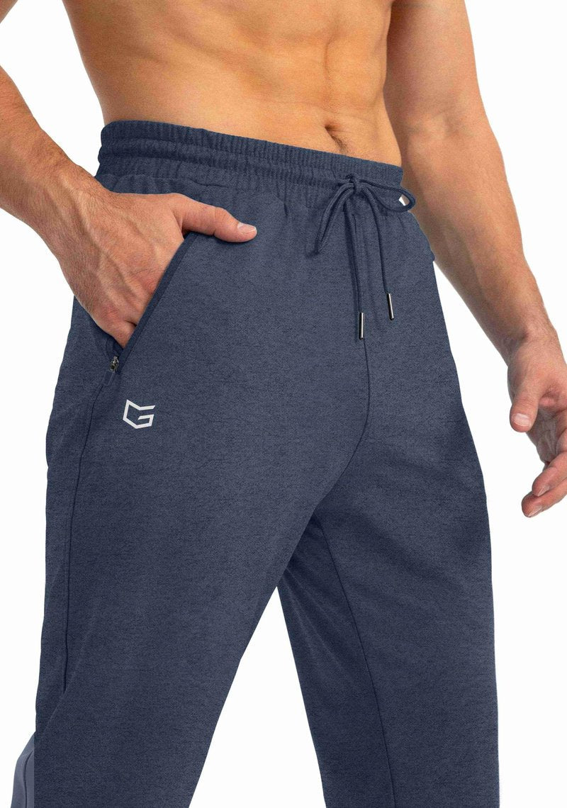 G Gradual Men's Sweatpants with Zipper Pockets Tapered Joggers for Men Athletic Pants for Workout, Jogging, Running (Heathered Academy Blue, Small)