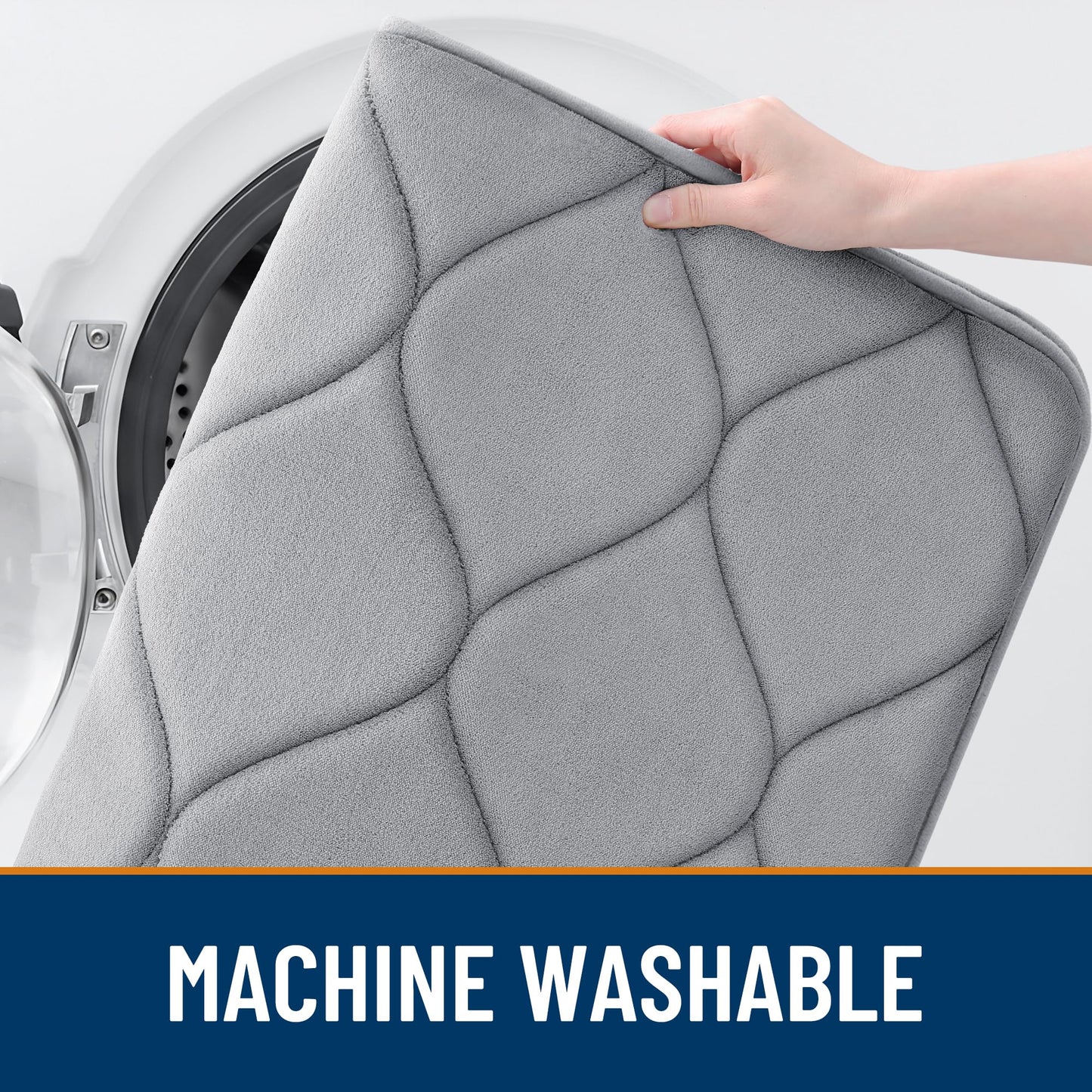 Smiry Memory Foam Bath Mat 30''x20'', Ultra Soft Non-Slip Bathroom Rug, Plush Water Absorbent Quick Dry and Machine Washable Floor Mat for Shower, Tub & Home Decor, Grey