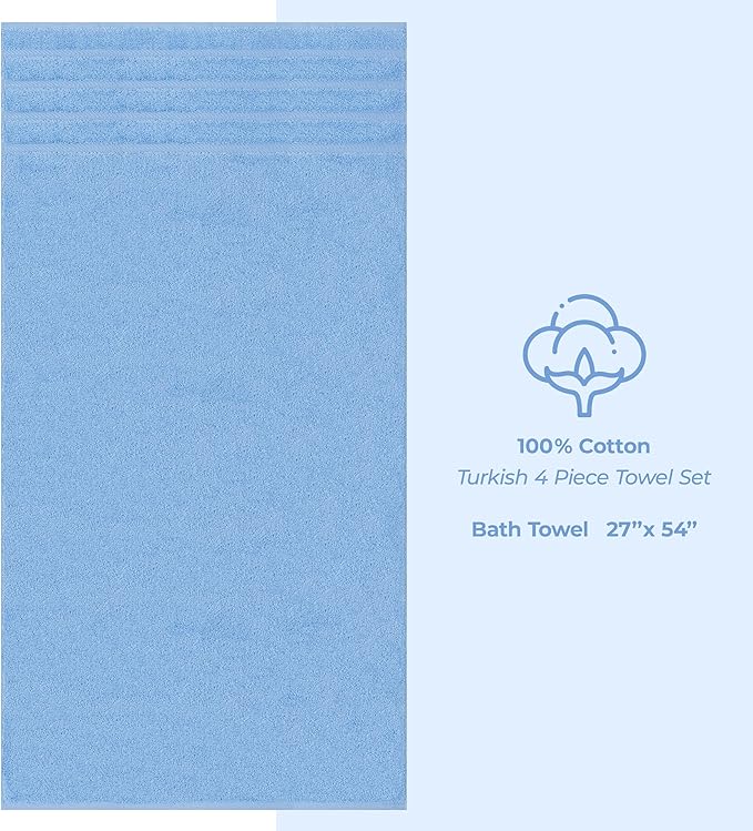American Soft Linen Luxury 4 Piece Bath Towel Set, 600 GSM 100% Cotton Turkish