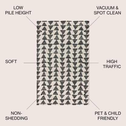 JONATHAN Y Aisha Moroccan Triangle Geometric Cream/Black Indoor Area Rug, 8x10, Contemporary, Modern, Easy-Cleaning for Living Room, Bedroom, Kitchen, Pet Friendly, Non-Shedding (MOH206A-8)