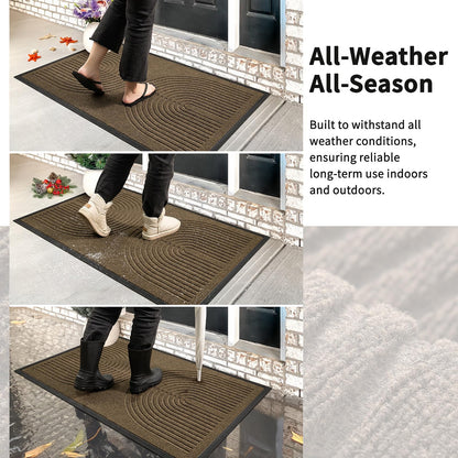 RORA Front Door Mat, Heavy Duty Door Rugs Outside Entrance,Non Slip Welcome Mats Indoor, Natural Rubber Doormat for Entryway, Patio, Garage, Porch, 29.5"x17", Brown