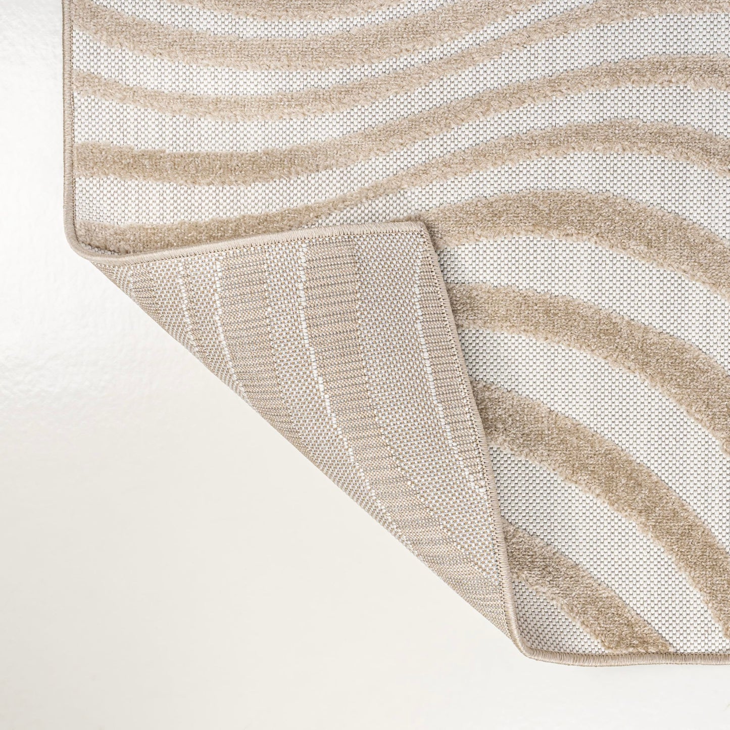 JONATHAN Y Maribo High-Low Abstract Striped Beige/Cream 3x5 Indoor/Outdoor Area Rug for Patio, Backyard, Living Room, Bedroom, Office, Hose-Washable (SCN103D-3)