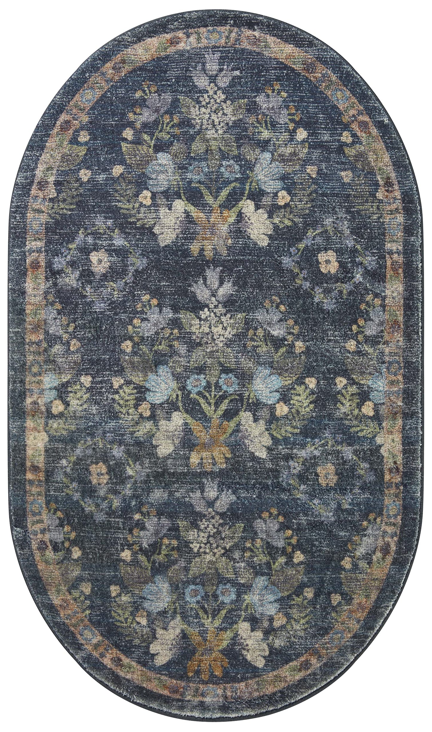 Loloi Rifle Paper Co. Courtyard Collection COU-04 Navy 5'-0" x 7'-6" Area Rug feat. CloudPile