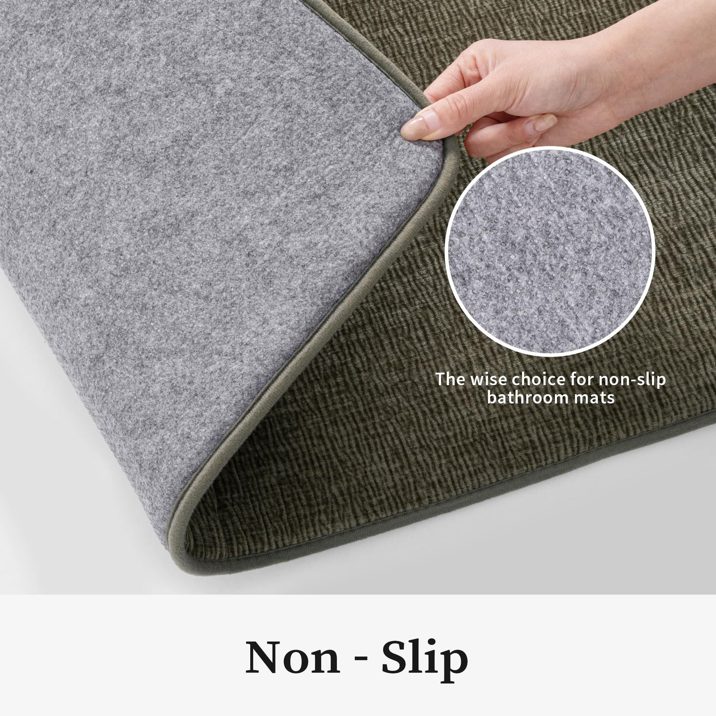 YIHOUSE Bathroom Rug Set 2 Piece, Memory Foam Green Bath Mat Set Non-Slip Quick Dry Bath Mats for Bathrooom