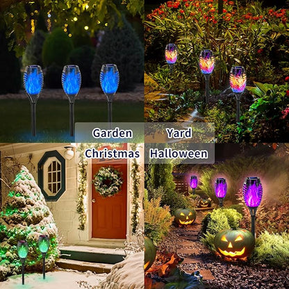 Swingers Solar Lights Outdoor,Solar Torch Lights with Flickering Flame,Waterproof Outdoor Garden Lights (12, Blue)