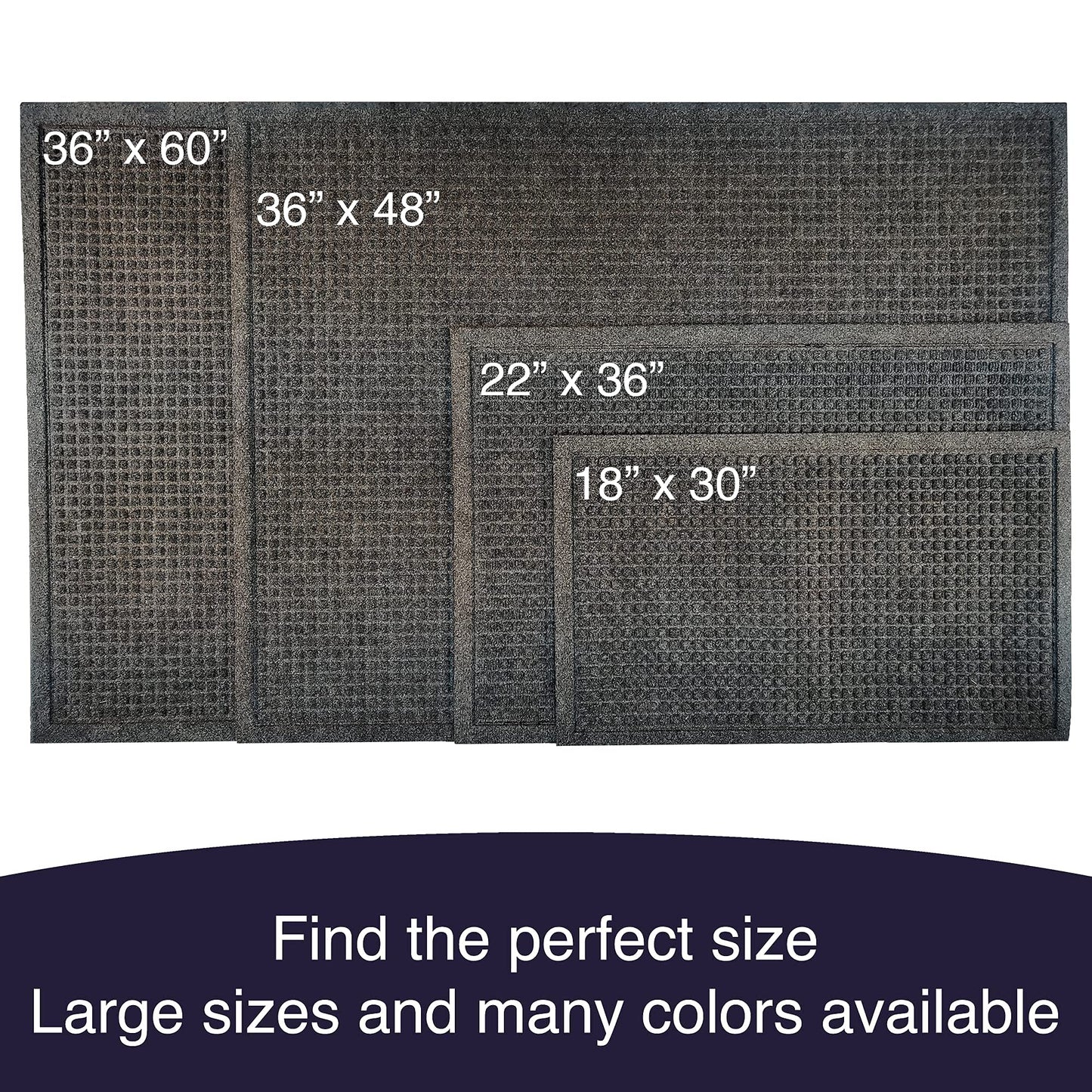 Ecomills Water Trapper Doormat, 36" x 60", Charcoal, Extra Large, Absorbent Entrance Mat for Mud, Rain, Snow, Indoor Outdoor, Non-Slip Rubber Backing, Stain Resistant, Heavy Duty