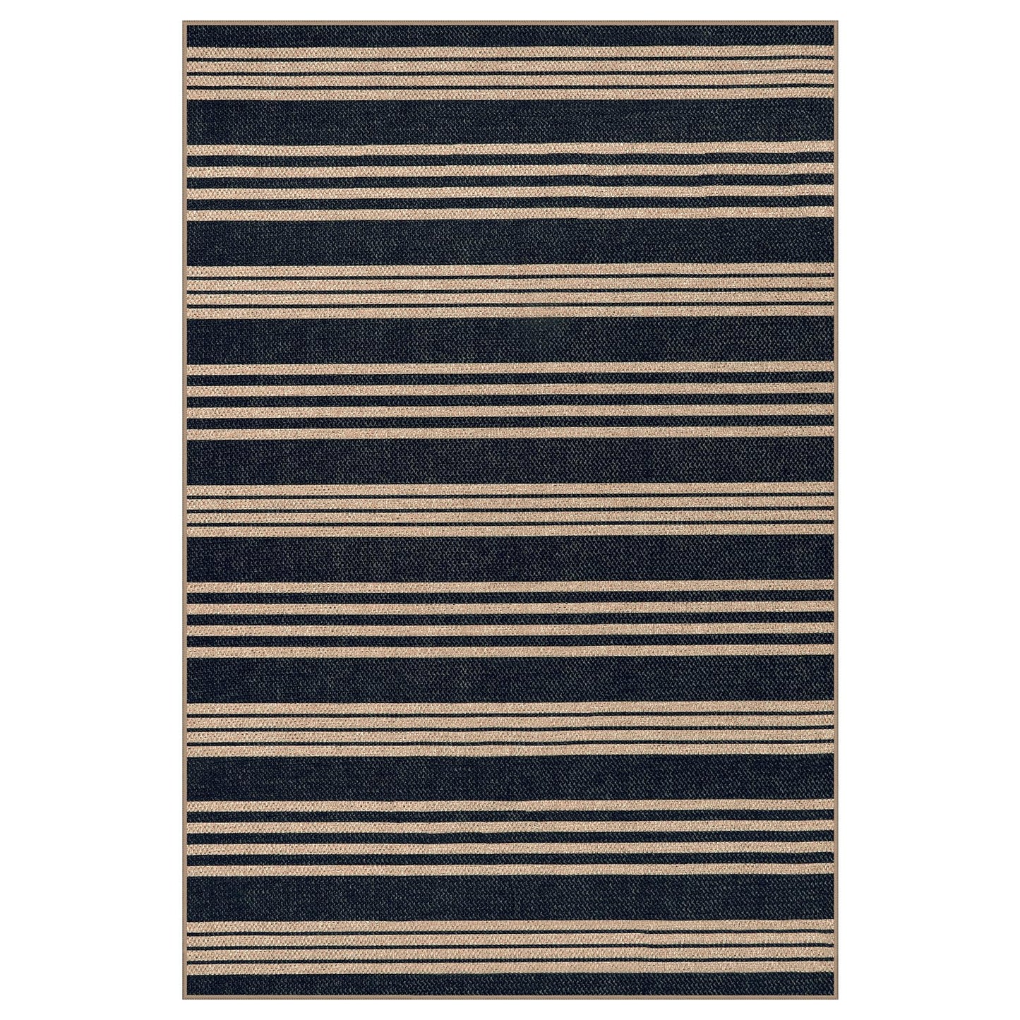 Lahome Elance Striped Easy Jute Front Door Mat, 2x3 Washable Kitchen Rug Small Indoor Outdoor Rugs for Entryway, Farmhouse Neutral Lightweight Non Slip Black Carpet for Foyer