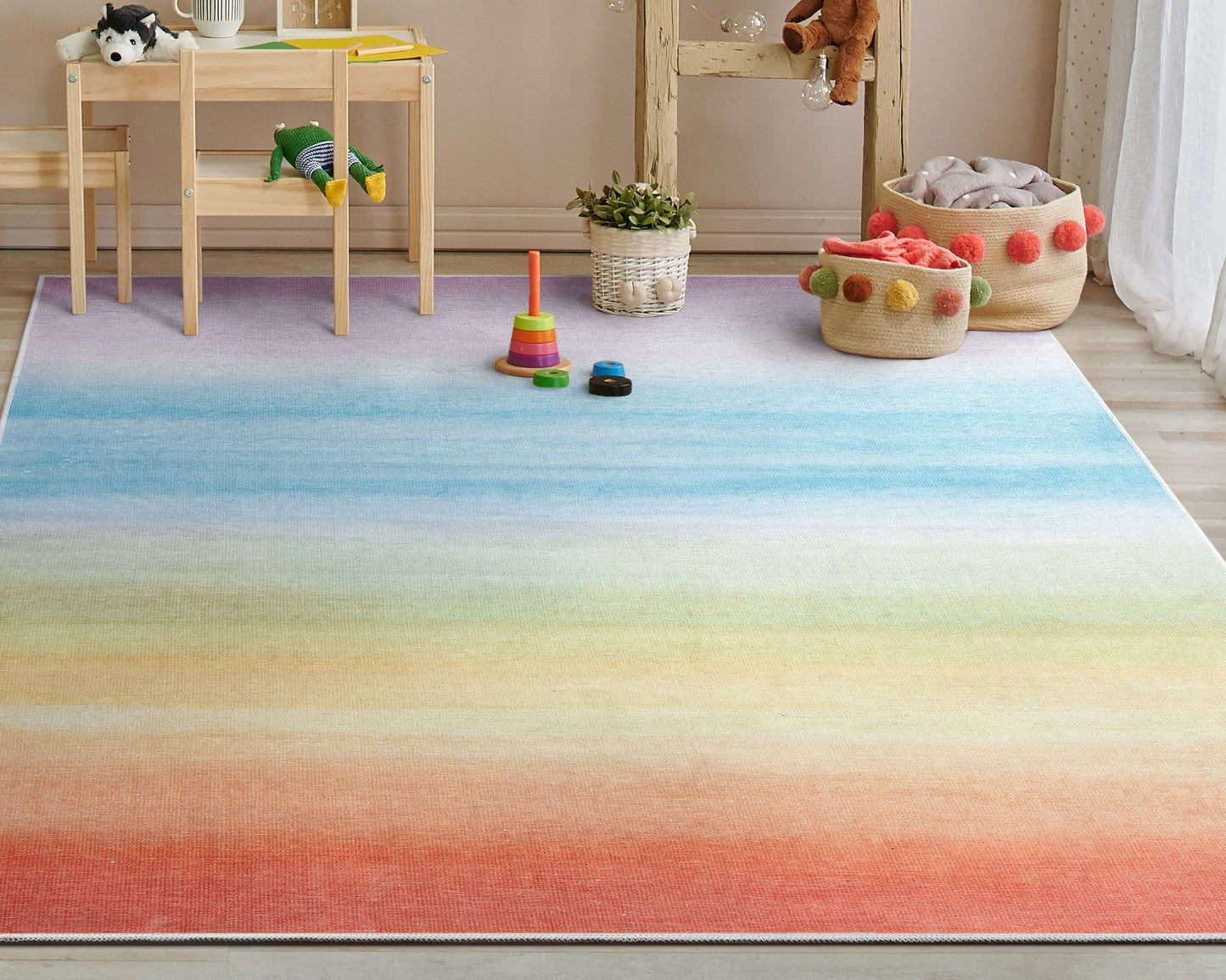 Well Woven Kids Rugs Sunrise 3'3" x 5' Multi Color Modern Printed Machine Washable Area Rug