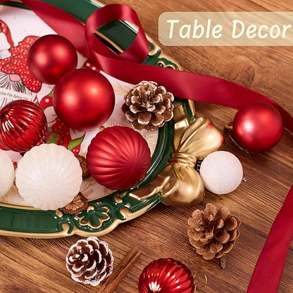 50ct Christmas Balls Ornaments for Xmas Tree, Red and White Shatterproof Christmas Tree Decorations Hanging Ball for Holiday Party Decor(1.57"-2.36")