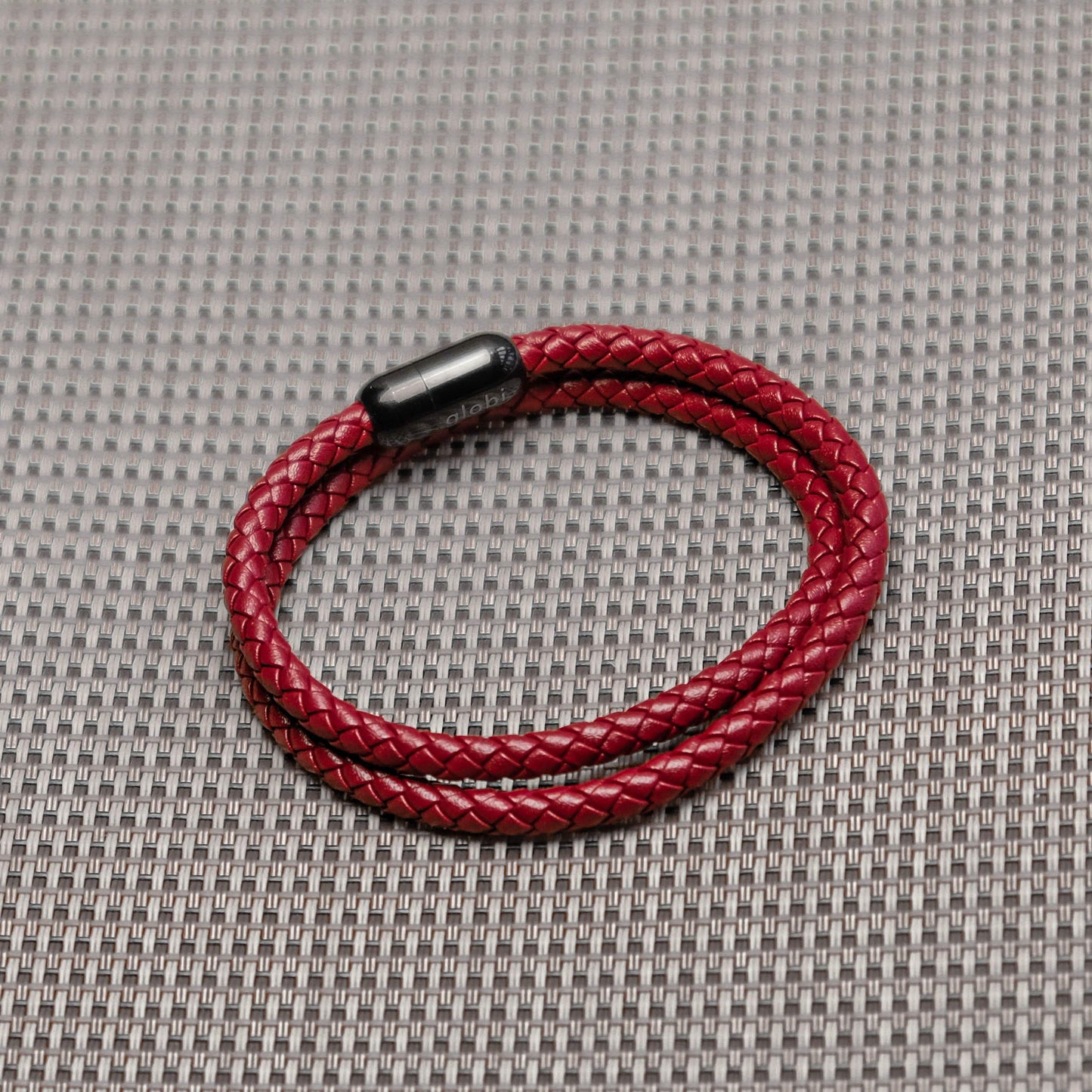 globi Leather Bracelet For Men | Genuine Wrap Braided Leather Cuff Bangle Bracelet with Magnetic Stainless Steel Clasp For Men/Women (Red 7”)