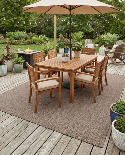 Rugs.com - Outdoor Solid Rug – 10' x 14' 1 Light Brown Indoor/Outdoor Rug – Durable for Patios, Decks, and Porches