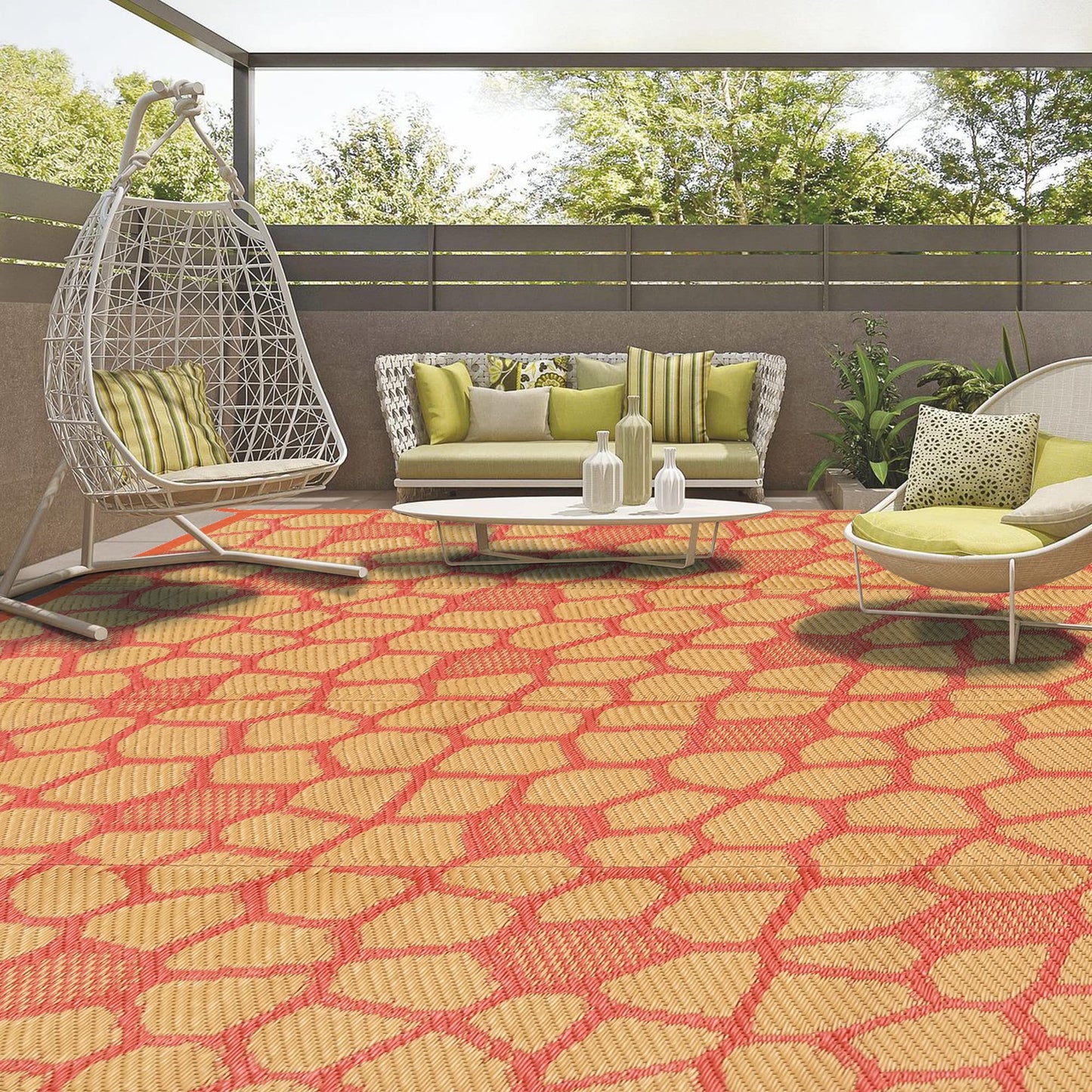 Boulder Bee Outdoor Rugs | Plastic Straw Rug | Waterproof Outdoor Camping Rugs | Quick Drying Picnic Rug | Sand Free Reversible Beach Mats | 5 x 8 Feet | 2.7 lb