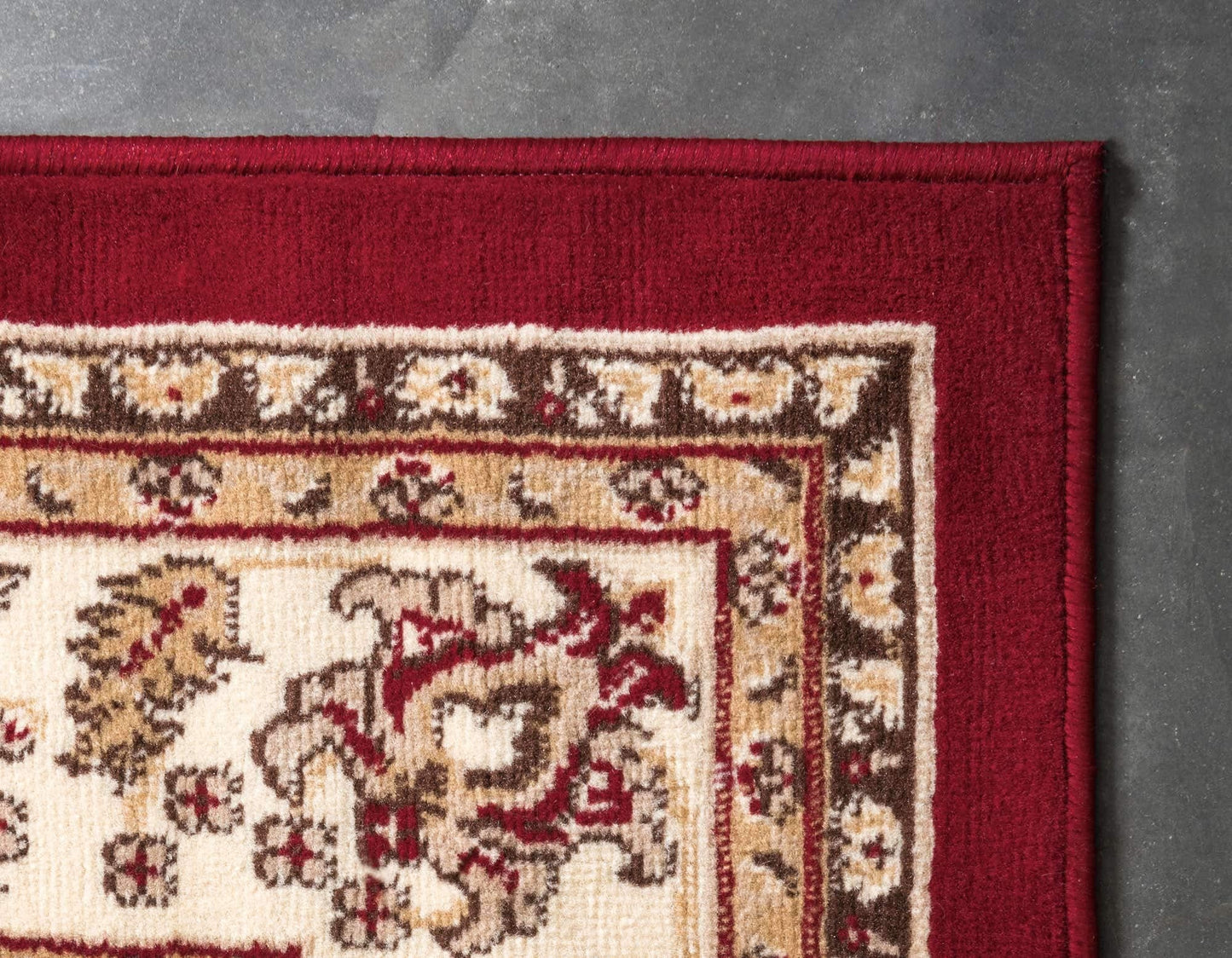 Unique Loom Sialk Hill Collection Area Rug - Washington (5' 3" x 8' Rectangle, Burgundy/ Cream)