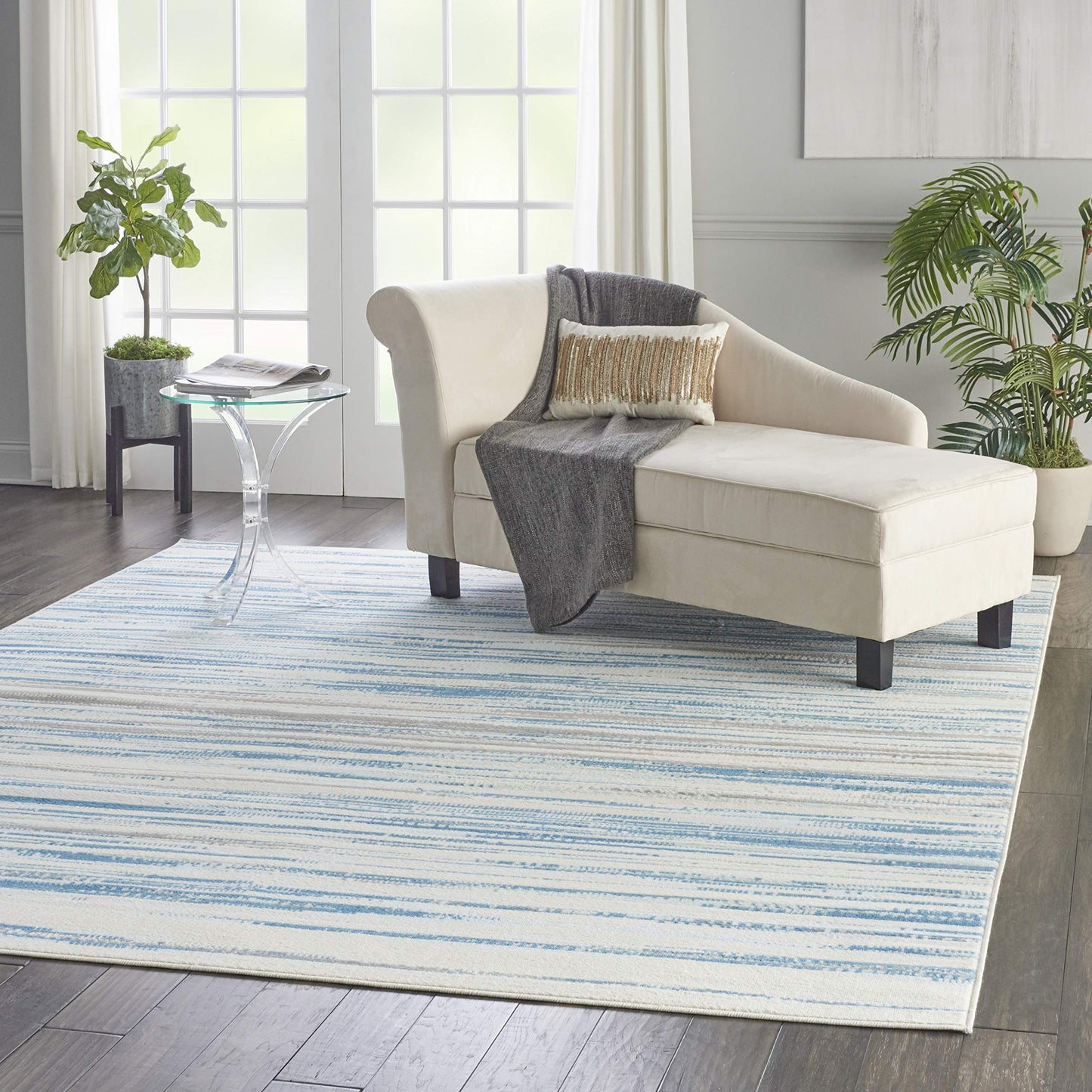 Nourison Home Jubilant Blue 8'6" x 12' Area Rug - Easy Clean, Non Shedding, Bed Room, Living Room, Dining Room, Kitchen (9' x 12')