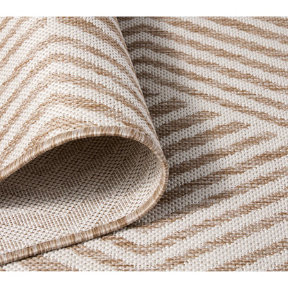Nicole Miller New York Patio Country Ombre Geo Indoor Outdoor Area Rug, UV Fade Resistant, Low Pile, Beige/Cream, 7'9"x10'2"