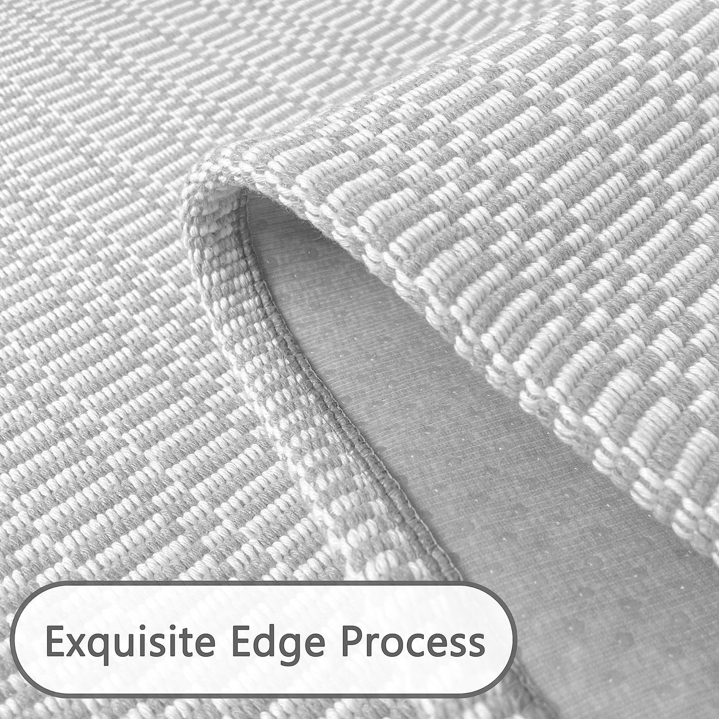 IOHOUZE Washable Runner Rug 2'x8' With Rubber Backing for Hallway, Entryway, Kitchen, Indoor Use - Woven Cotton Floor Carpet for Hall, Entrance, Bedroom - Light Gray/White