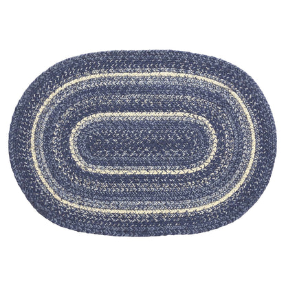 VHC Brands Great Falls Blue Rug with PVC Pad, Jute Blend, Oval, Blue White, 20x30 inches
