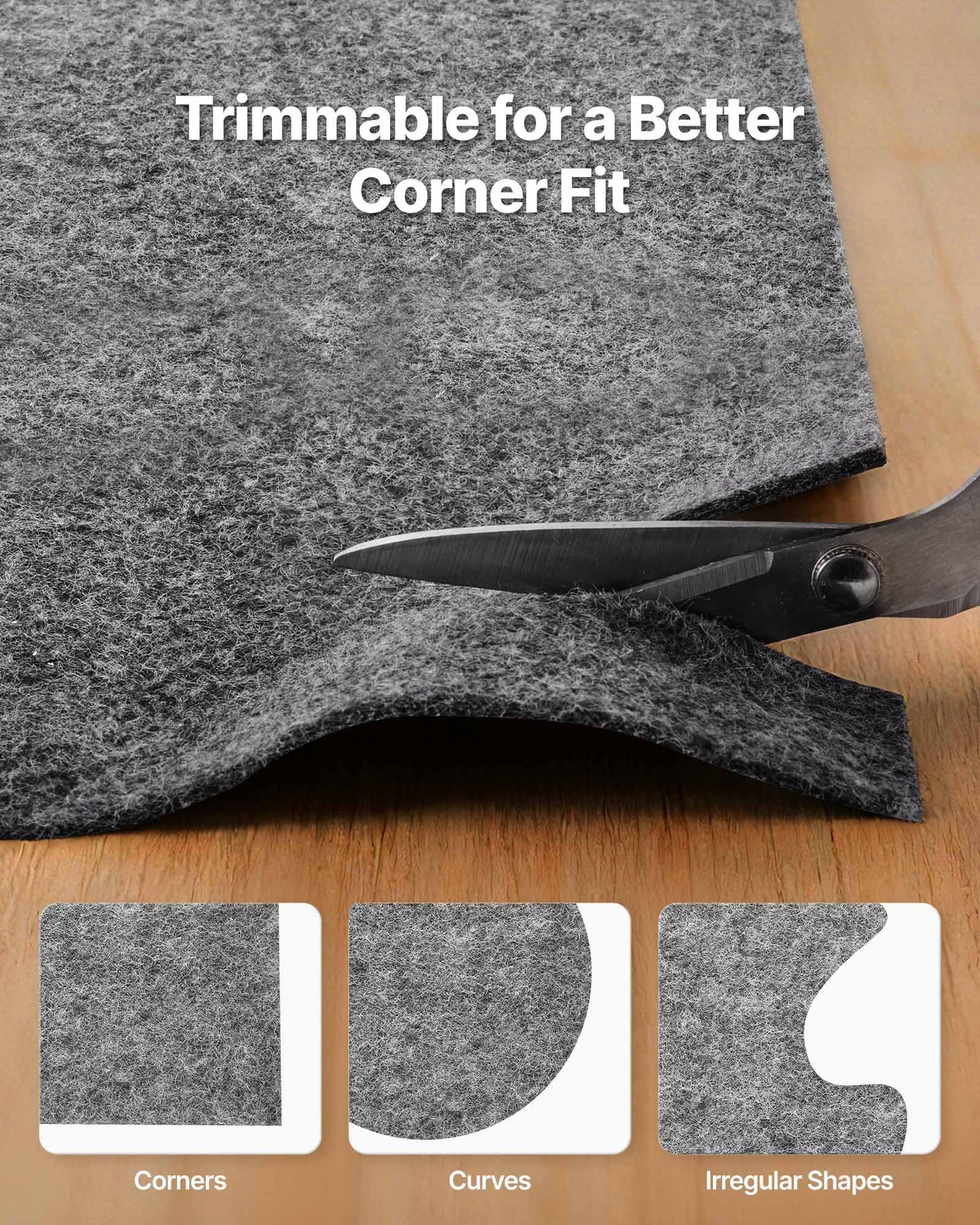 VEVOR Rug Pad 8 x 10 ft, Non-Slip Carpet Area Pad 0.12in Rug Mat Padding with Dual Surface Felt Cushion & Rubber Gripper, Hardwood Floor Protection for All Floors, Finishes, Keeps Carpets in Place