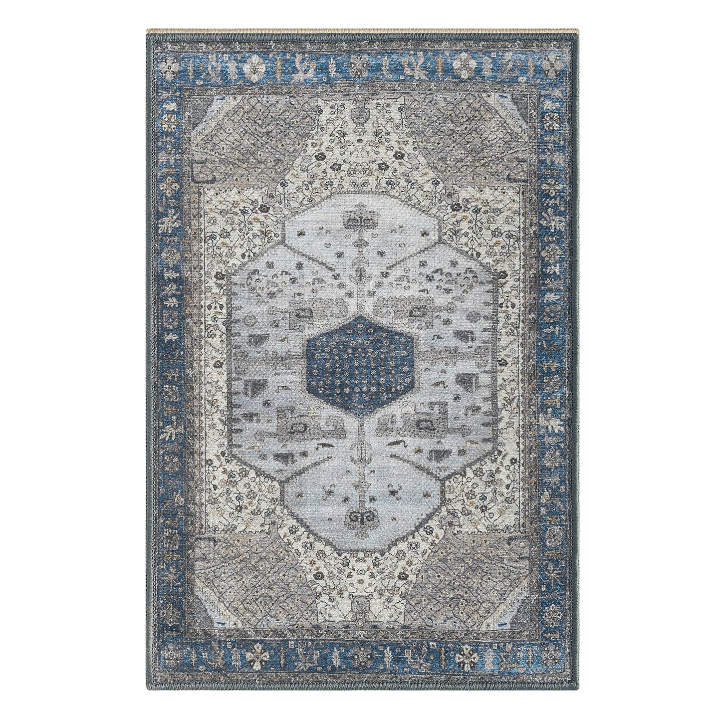 Keen Home Design 2x3 Rug - Machine Washable Entry Rug with Non-Slip Backing, Ideal for Enteryway, Kitchen, Bathroom, Laundry Room - Vintage, Easy Clean, Durable, Low Pile Rug - (2' x 3')