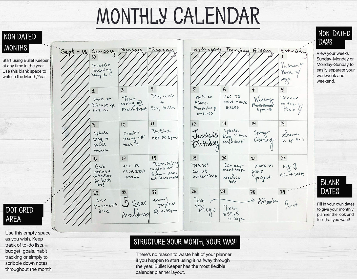 BK UNDATED Yearly Weekly/Monthly Planner 2026-27 Daily Planner Agenda & Personal Organizer to Increase Productivity, Academic Planner w/Sticker Set. A5 (5.8 x 8.3) - Gray Hardcover