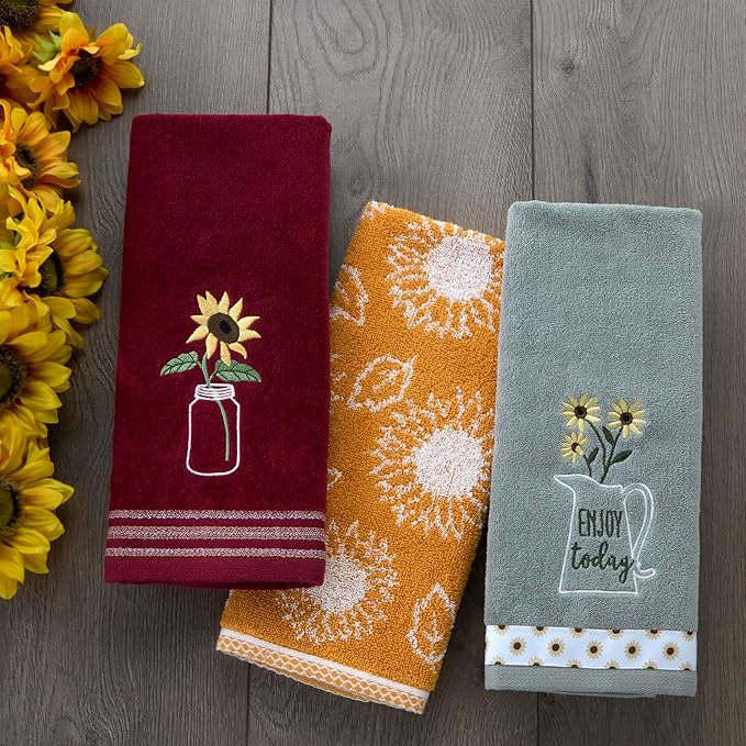 SKL Home by Saturday Knight Ltd. Sunflower In Jar 2 Pc Hand Towel Set