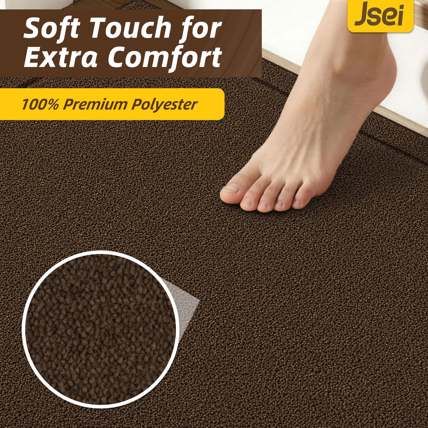 JSEI Edging Stair Treads Non-Slip Corner Indoor Stair Runners for Wooden Steps, 1 Pack 30" X 30" Landing Stair Rugs Mat for Kids and Dogs, 100% Polyester, Brown