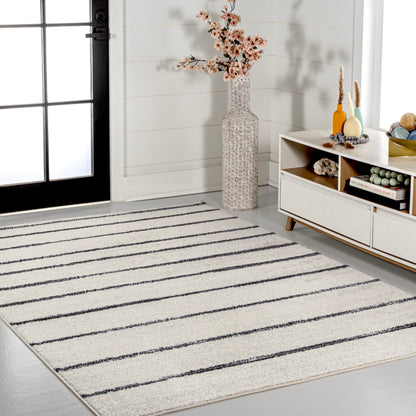 JONATHAN Y Williamsburg Minimalist Stripe Cream/Black Indoor Area Rug, 3x5, Contemporary, Modern, Easy-Cleaning for Living Room, Bedroom, Kitchen, Pet Friendly, Non-Shedding (MOH201D-3)