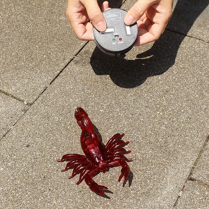 Tipmant Simulation RC Scorpion Remote Control Animal Vehicle Car Electric Scary Trick Prank Toy Halloween Kids Gift (Red)