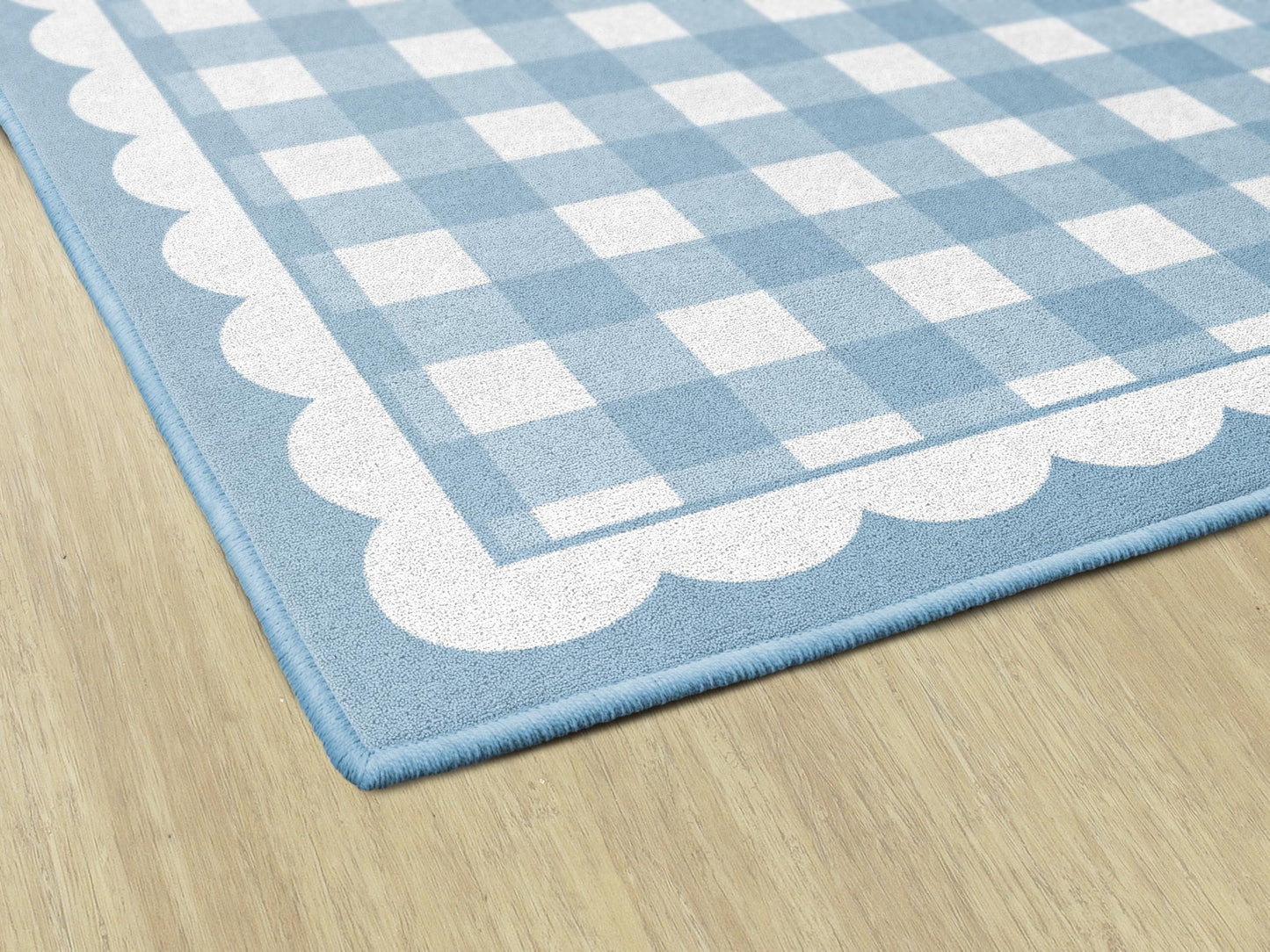 Flagship Carpets School Days Blue Gingham Educational Area Rug for Kids Room, Children's Classroom Rug for Teaching and Playroom, 5' X 7'6" - Blue