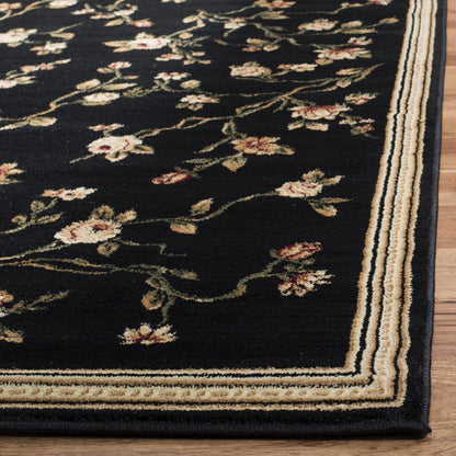 SAFAVIEH Lyndhurst Collection Area Rug - 5'3" x 7'6", Black, Traditional Floral Design, Non-Shedding & Easy Care, Ideal for High Traffic Areas in Living Room, Bedroom (LNH220A)