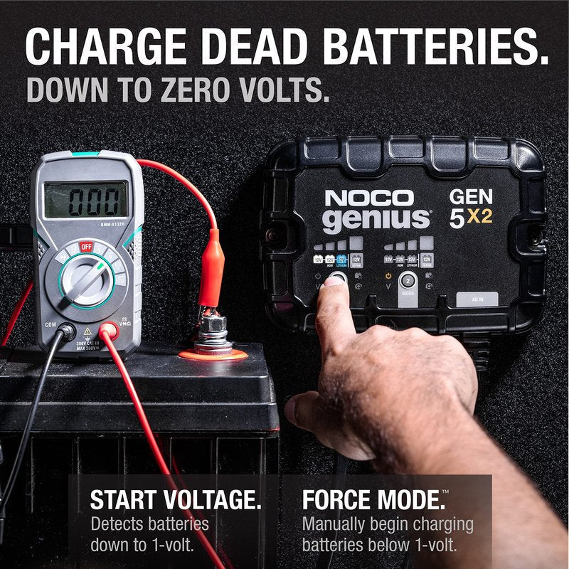 NOCO Genius GEN5X2: 2-Bank, 10A Onboard Battery Charger - 5A Per Bank, 12V Waterproof Marine Charger with Overcharge Protection,Temperature Compensation, for Lead-Acid & Lithium Batteries (Pack of 4)