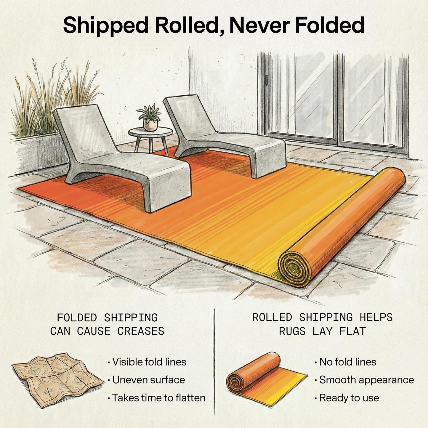 Fab Habitat Outdoor Rug - Waterproof, Fade Resistant, Crease-Free - Premium Recycled Plastic - Ombre - Patio, Deck, Porch, Balcony, Laundry Room - Big Sur - Sunset - 4 x 6 ft