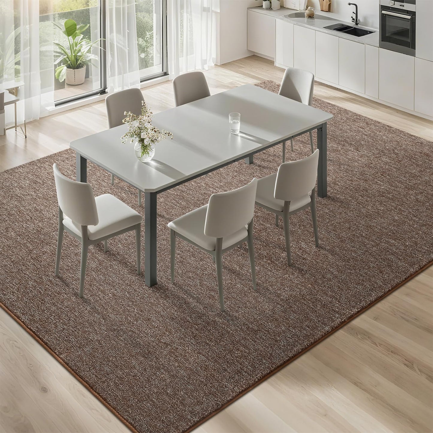 FALARK 4x6 Area Rugs for Bedroom Living Room, Brown Soft Low-Pile Modern Indoor Thickened Memory Foam Non-Slip Washable Carpets for Kids Dorm Home Decor Rug