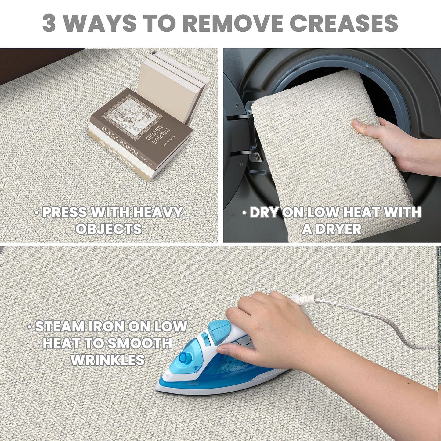 EARTHALL Woven Runner Rug 2x8 Ft Washable Runners for Hallways Cotton Rubber Backed Kitchen Runner Braided Indoor Floor Carpet Runners for Entryway, Hallway, Kitchen, Bedroom, Cream/Grayish
