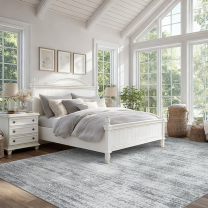 BILEEHOME Gray Extra Large Rugs for Living Room Minimalist Aesthetic Abstract 9x12 Area Rug for Office Playroom Light Grey Low Pile Floor Covering Carpet with Non Slip Washable