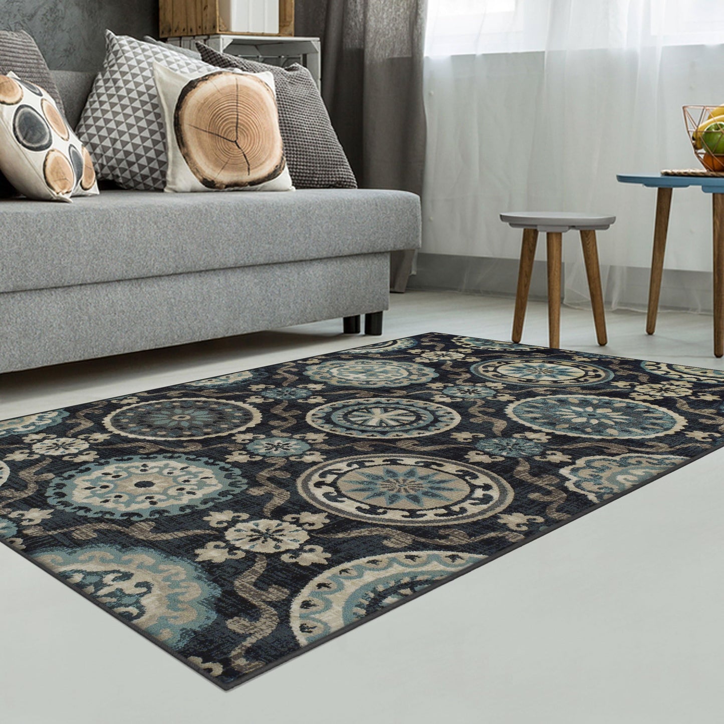 Superior Indoor Area Rug, Plush Soft Rugs for Living Room, Bedroom, Office, Dining, Kitchen Floors, Modern Aesthetic, Geometric Diamond Lattice Floor Decor, Abner Collection, 5' x 8', Grey