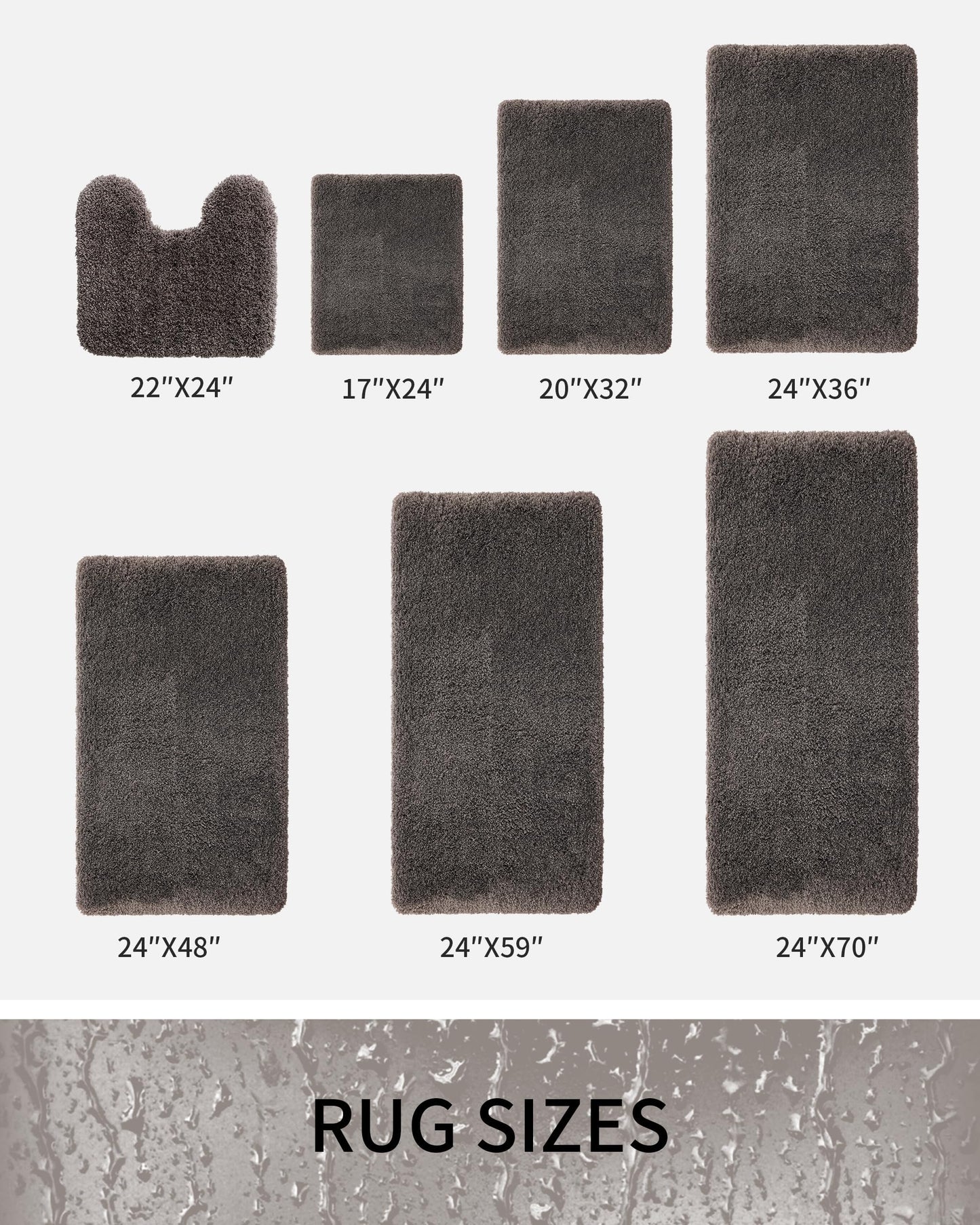 Ruggnovea Toilet Rugs U-Shaped Mat 24x22, Contour Bathroom Mat - Ultra Soft & Absorbent Microfiber, Quick-Dry, Machine Washable with High Density Foam Latex Non Slip Backing, Dark Grey