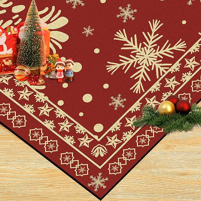 2' X 3' Christmas Rug Snowflake Area Rug Indoor Washable for Kids Girls Boys Women Entryway Dorm Laundry Xmas Doormat Red Merry Christmas Indoor Floor Mat Pad Carpet
