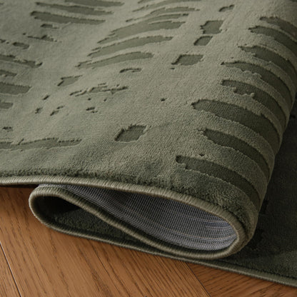 Revival Rugs Shell 5'x8' Area Rugs for Living Room Bedroom Dining Room - Washable, 100% Recycled, Oeko-TEX Certified, Modern, Medium Pile, Green
